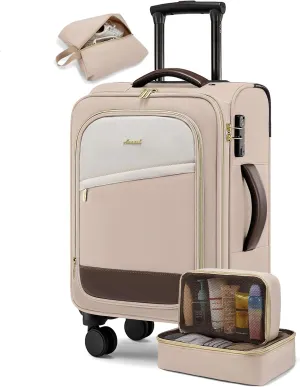 LOVEVOOK 4 Pcs Carry On Luggage 22x14x9 Airline Approved, 20 Inch Carry On Suitcases with Wheels, Softside Rolling Suitcase for Women Men, with TSA Lock Weekender Travel Luggage