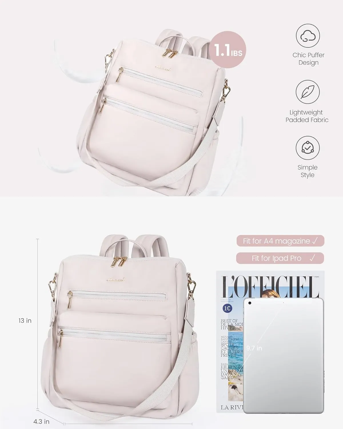 LOVEVOOK Backpack Purse for Women,Puffer Mini Backpack for Women, Convertible Lightweight Shoulder Bags, Fashion Travel Daily Purse Handbags