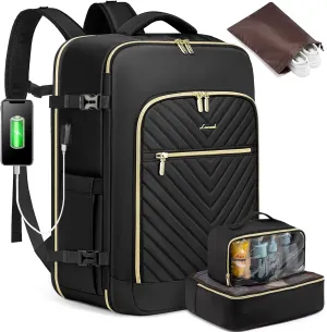 LOVEVOOK Large Travel Backpack for Women,Carry on Backpack Flight Approved with Shoe Bag,Personal Item Backpack Travel Bag with 2 Storage Containers,TSA Fit 17inch Laptop Luggage with USB Port