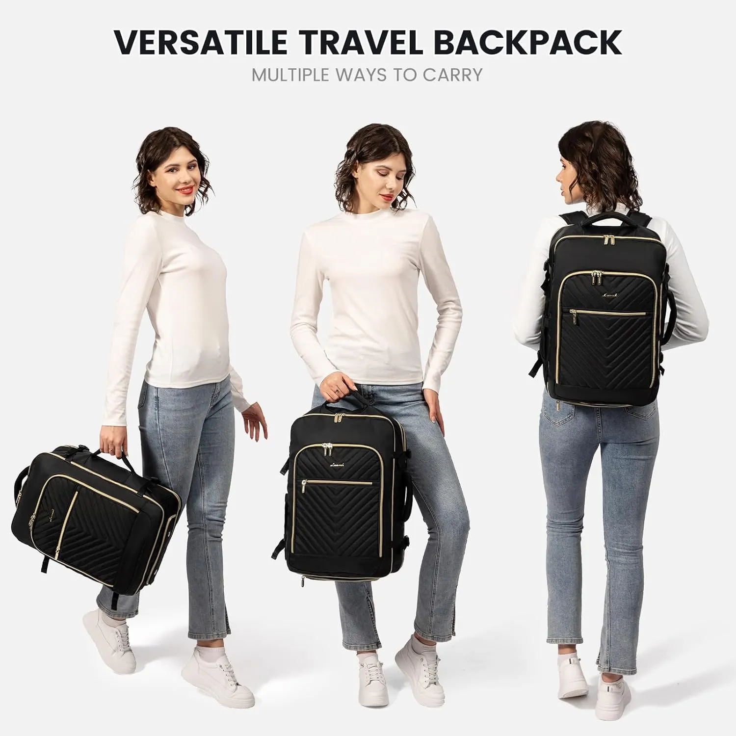 LOVEVOOK Large Travel Backpack for Women,Carry on Backpack Flight Approved with Shoe Bag,Personal Item Backpack Travel Bag with 2 Storage Containers,TSA Fit 17inch Laptop Luggage with USB Port