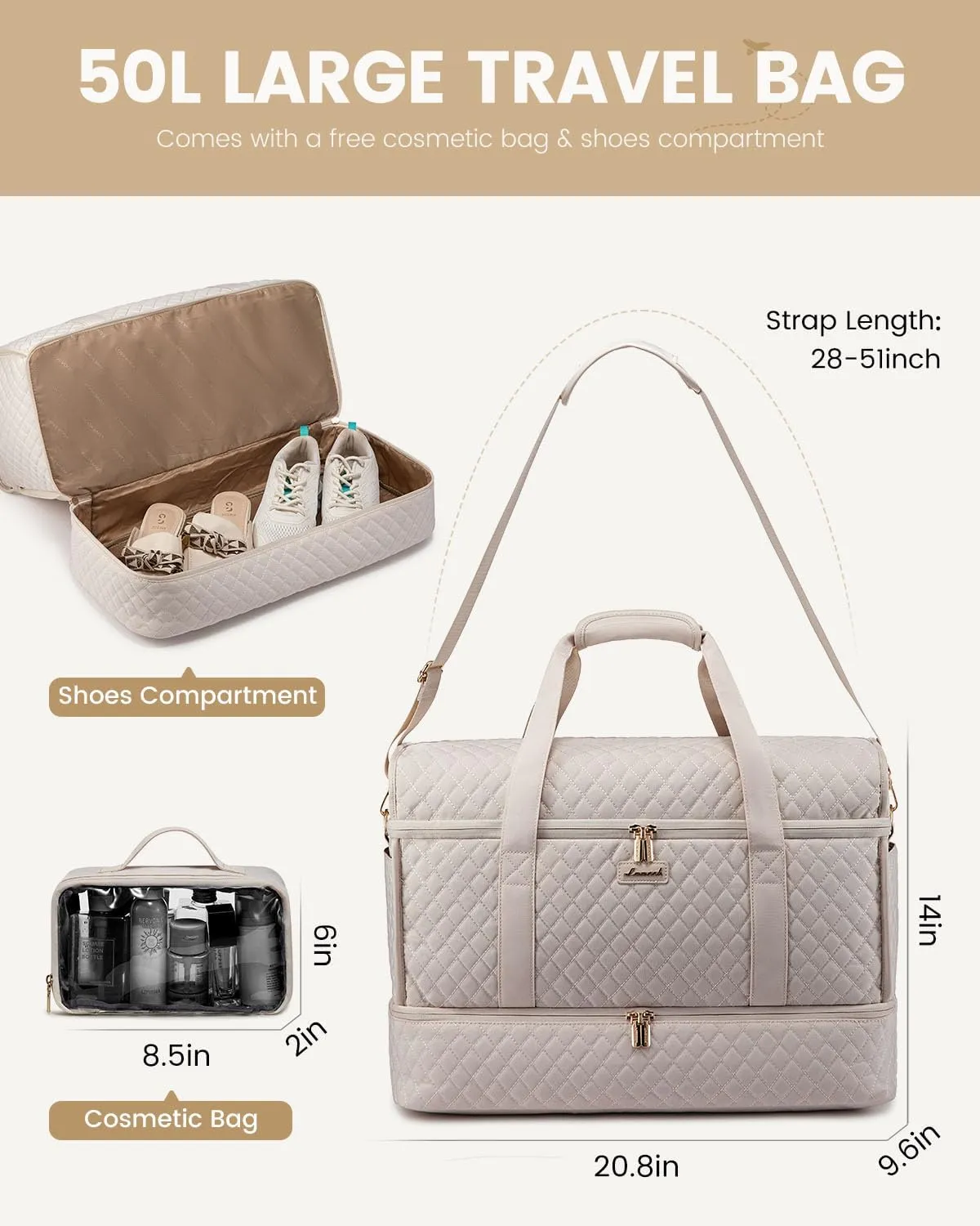 LOVEVOOK Large Travel Duffle Bag, Weekender Bags for Women With Shoe Compartment, Overnight Hospital Bag For Women Labor Delivery, Carry on Bag Personal Item Travel Bag, Yoga Gym Duffel Bag