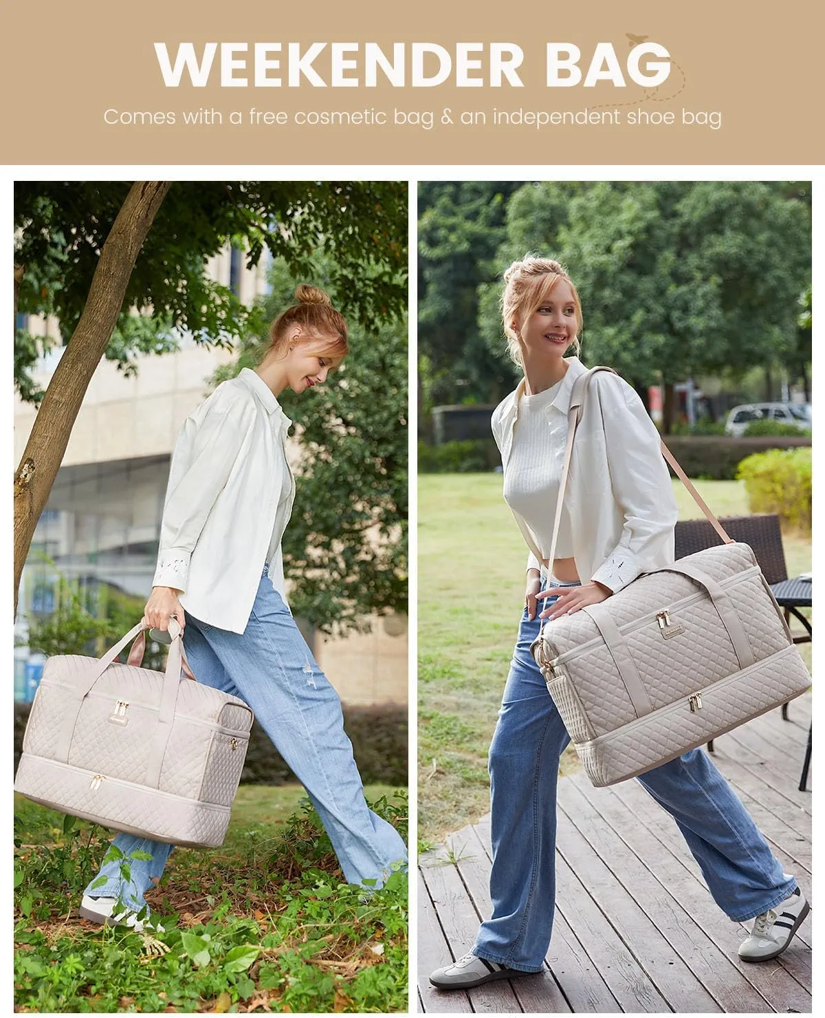 LOVEVOOK Large Travel Duffle Bag, Weekender Bags for Women With Shoe Compartment, Overnight Hospital Bag For Women Labor Delivery, Carry on Bag Personal Item Travel Bag, Yoga Gym Duffel Bag