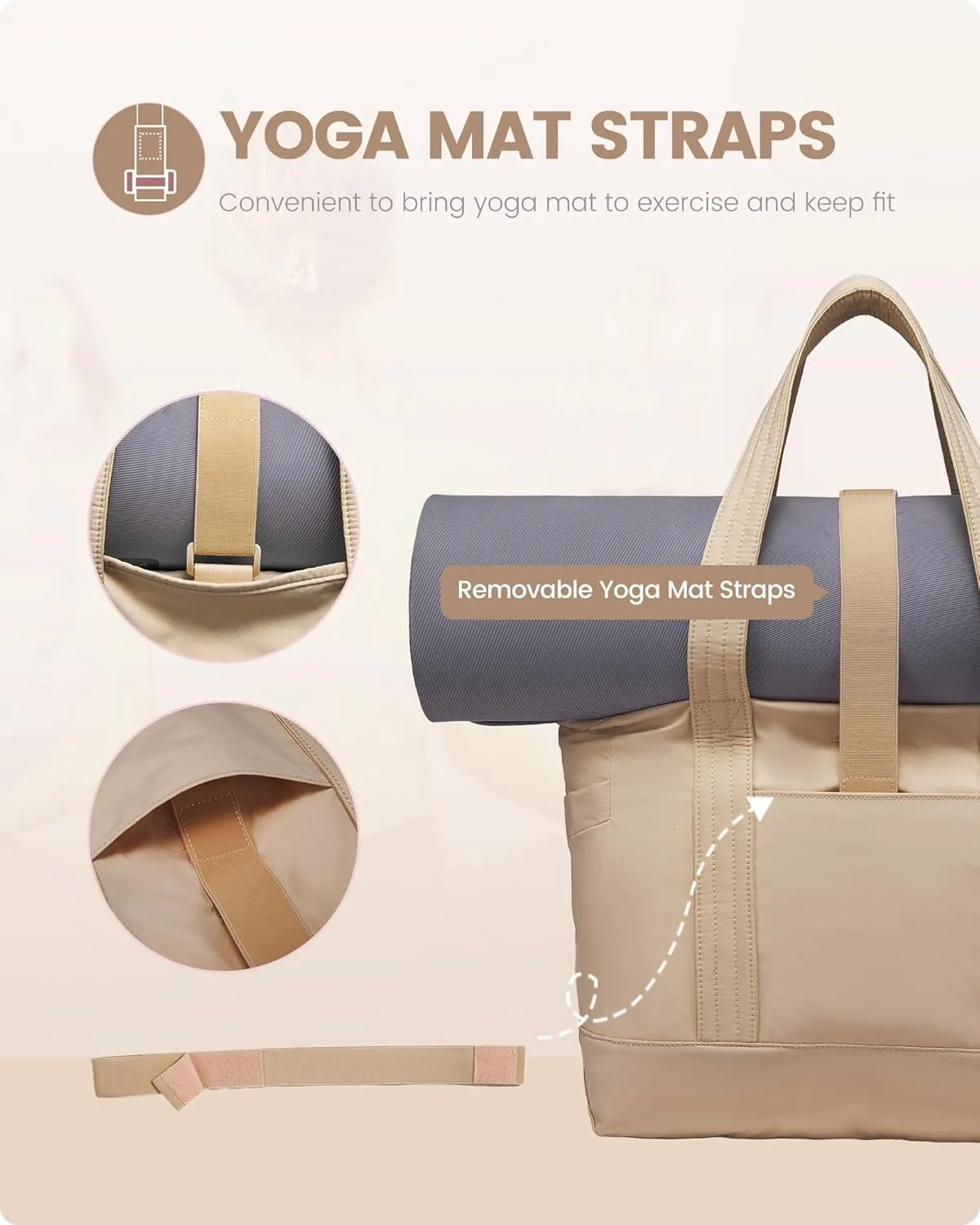 LOVEVOOK Tote Bag for Women,Lightweight Gym Tote Bag with Zipper,Work Tote with Laptop Pocket,Nurse Dance Yoga Bag for Travel
