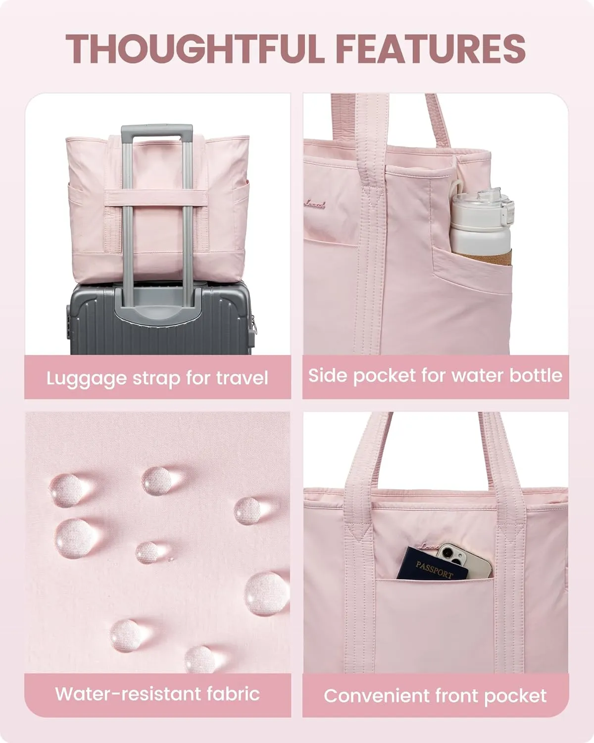 LOVEVOOK Tote Bag for Women,Lightweight Gym Tote Bag with Zipper,Work Tote with Laptop Pocket,Nurse Dance Yoga Bag for Travel