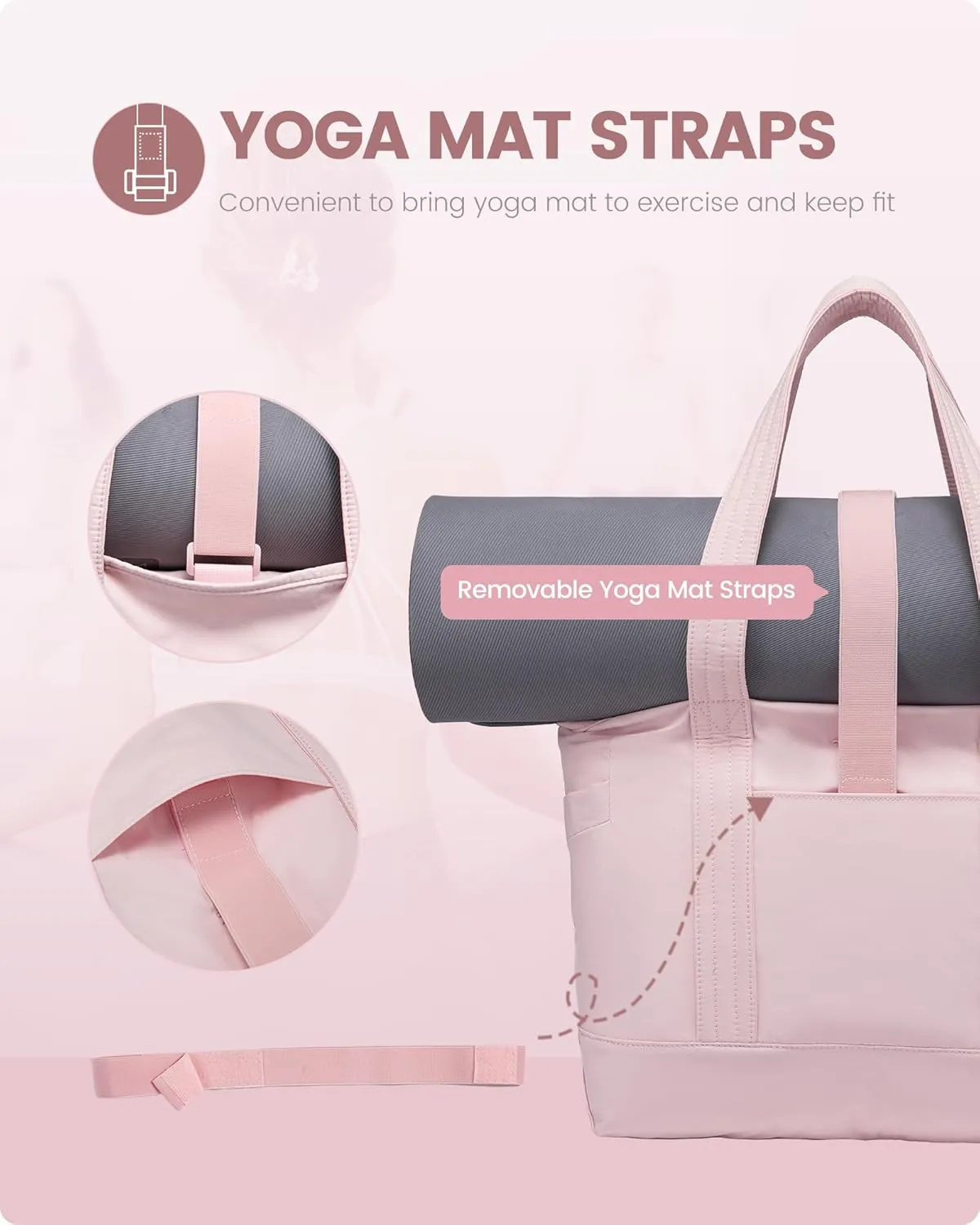 LOVEVOOK Tote Bag for Women,Lightweight Gym Tote Bag with Zipper,Work Tote with Laptop Pocket,Nurse Dance Yoga Bag for Travel