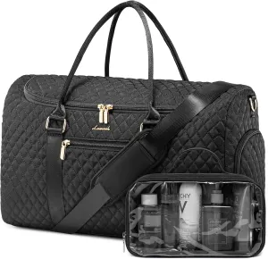 LOVEVOOK Travel Duffle Bag, 40L Weekender Overnight Bag with Toiletry, Quilted Carry On Bags with Shoe Compartment, Gym Duffel Bags with Wet Pocket for Women, Hospital Bags for Labor and Delivery