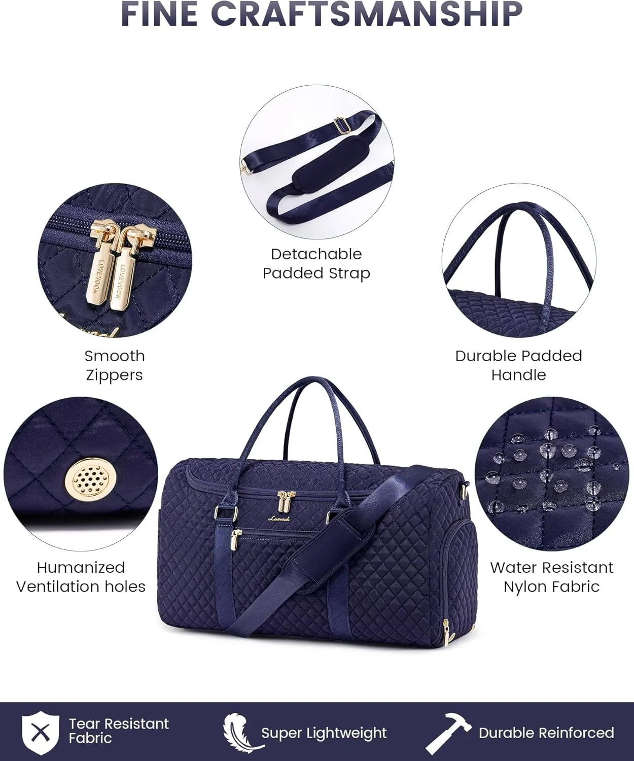 LOVEVOOK Travel Duffle Bag, 40L Weekender Overnight Bag with Toiletry, Quilted Carry On Bags with Shoe Compartment, Gym Duffelwith Wet Pocket for Women, Hospital Bags for Labor and Delivery
