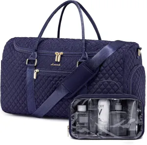 LOVEVOOK Travel Duffle Bag, 40L Weekender Overnight Bag with Toiletry, Quilted Carry On Bags with Shoe Compartment, Gym Duffelwith Wet Pocket for Women, Hospital Bags for Labor and Delivery