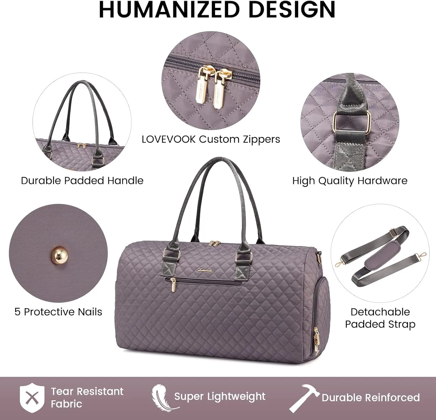 LOVEVOOK Travel Duffle Bag, Weekender Bag for Women with Toiletry Bag, Carry on Overnight Bag with Shoe Compartment, Gym Duffel Bag with Wet Pocket, Mommy Hospital Bags for Labor and Delivery