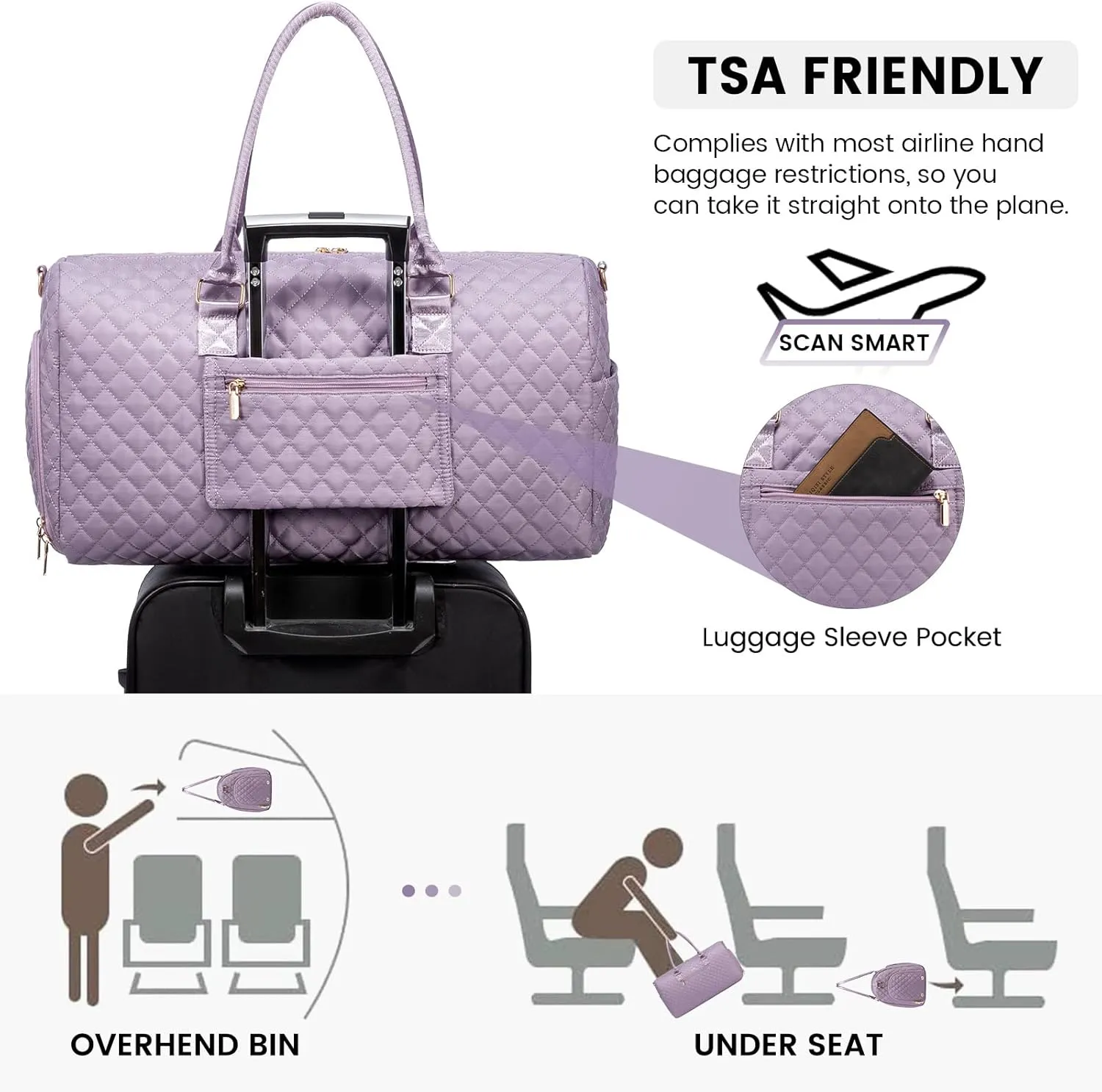 LOVEVOOK Travel Duffle Bag, Weekender Bag for Women with Toiletry Bag, Carry on Overnight Bag with Shoe Compartment, Gym Duffel Bag with Wet Pocket, Mommy Hospital Bags for Labor and Delivery
