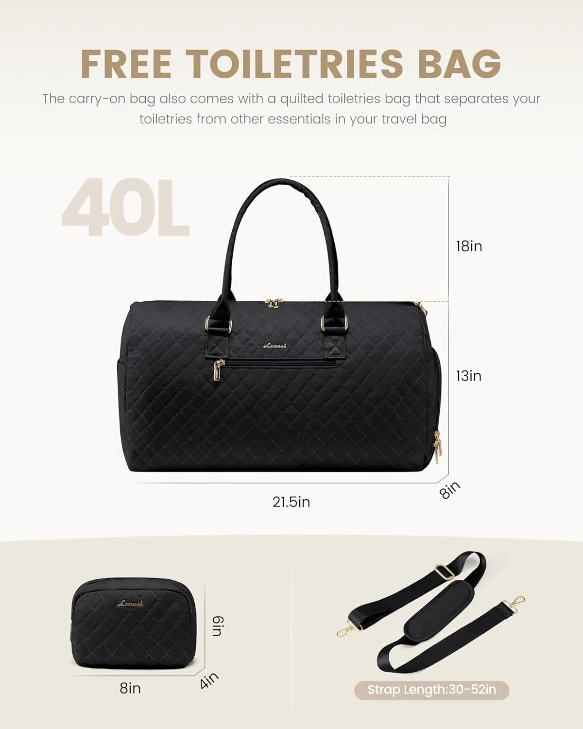 LOVEVOOK Travel Duffle Bag, Weekender Bag for Women with Toiletry Bag, Carry on Overnight Bag with Shoe Compartment, Gym Duffel Bag with Wet Pocket, Mommy Hospital Bags for Labor and Delivery