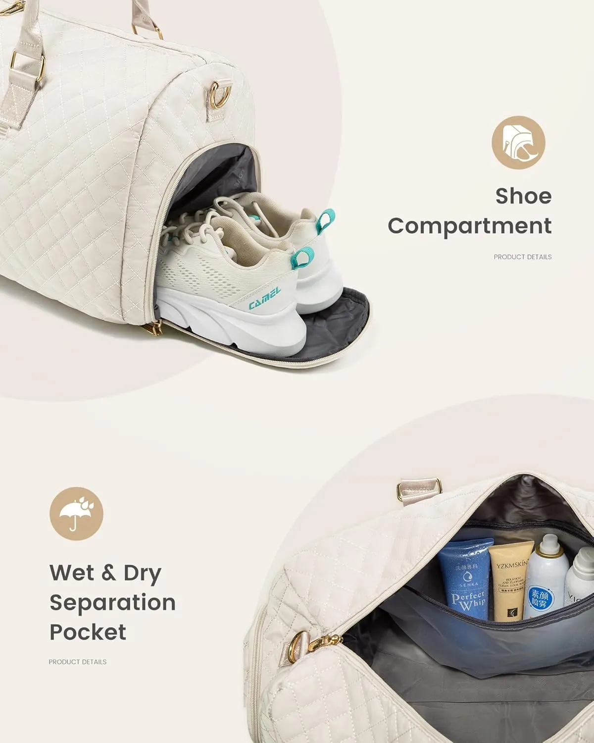 LOVEVOOK Travel Duffle Bag, Weekender Bag for Women with Toiletry Bag, Carry on Overnight Bag with Shoe Compartment, Gym Duffel Bag with Wet Pocket, Mommy Hospital Bags for Labor and Delivery