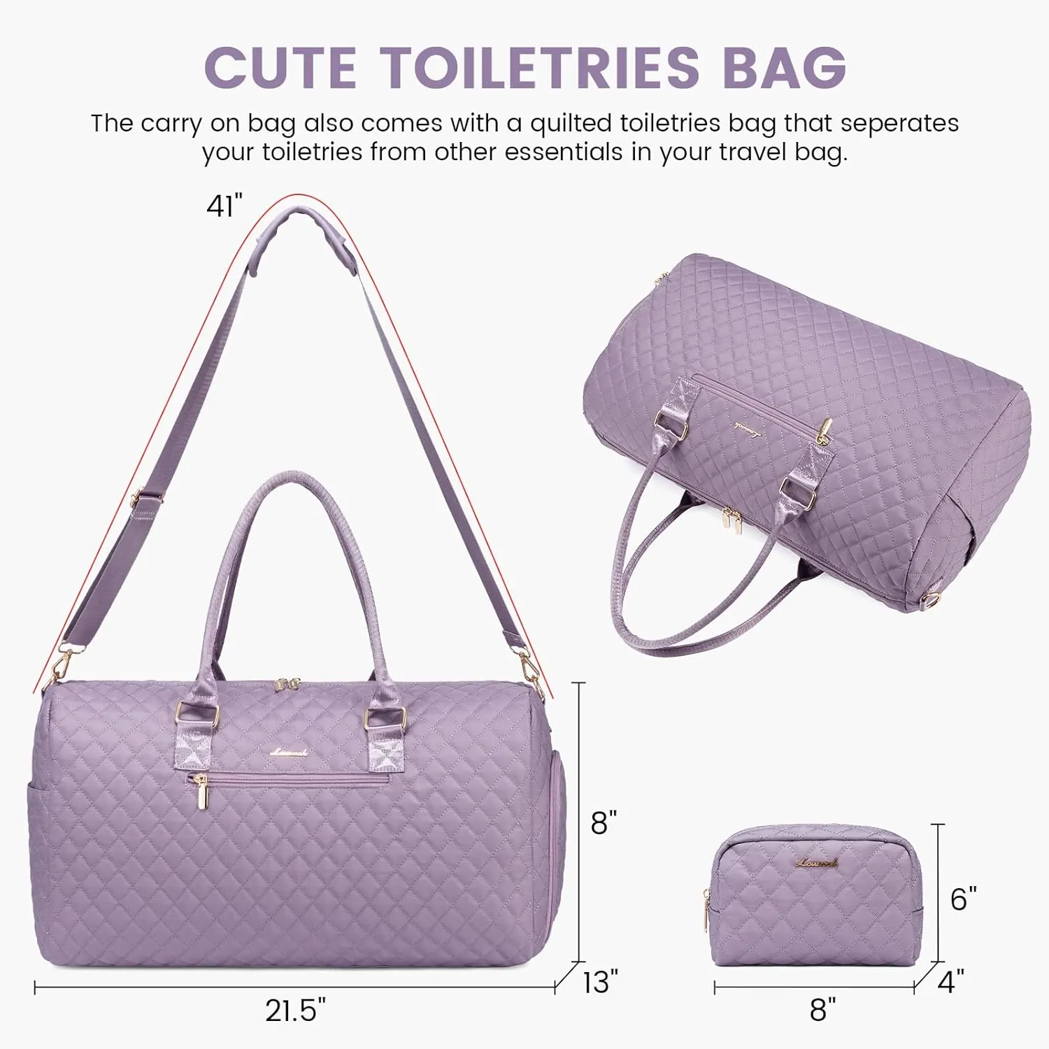 LOVEVOOK Travel Duffle Bag, Weekender Bag for Women with Toiletry Bag, Carry on Overnight Bag with Shoe Compartment, Gym Duffel Bag with Wet Pocket, Mommy Hospital Bags for Labor and Delivery
