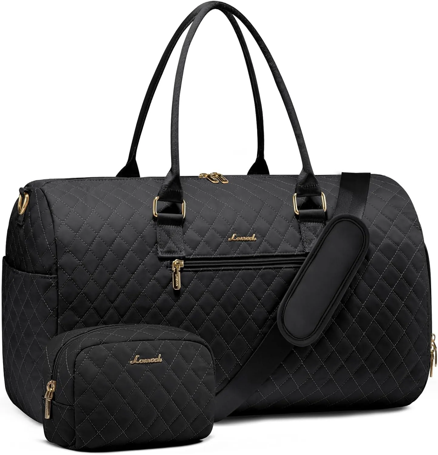 LOVEVOOK Travel Duffle Bag, Weekender Bag for Women with Toiletry Bag, Carry on Overnight Bag with Shoe Compartment, Gym Duffel Bag with Wet Pocket, Mommy Hospital Bags for Labor and Delivery