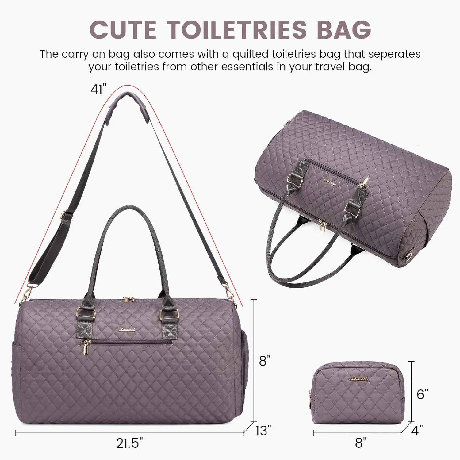 LOVEVOOK Travel Duffle Bag, Weekender Bag for Women with Toiletry Bag, Carry on Overnight Bag with Shoe Compartment, Gym Duffel Bag with Wet Pocket, Mommy Hospital Bags for Labor and Delivery