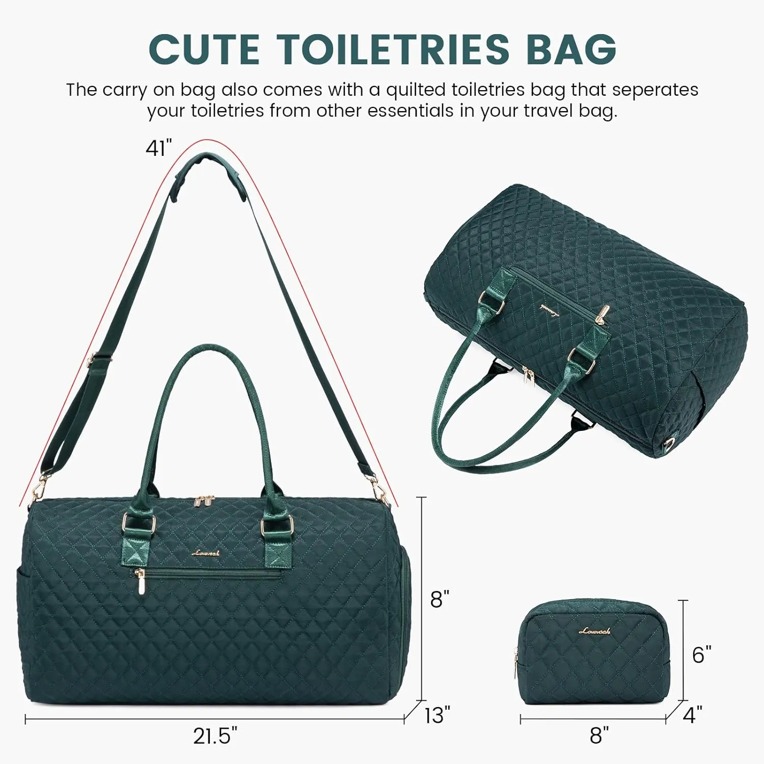 LOVEVOOK Travel Duffle Bag, Weekender Bag for Women with Toiletry Bag, Carry on Overnight Bag with Shoe Compartment, Gym Duffel Bag with Wet Pocket, Mommy Hospital Bags for Labor and Delivery