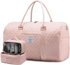 LOVEVOOK Travel Duffle Bag, Weekender Bag for Women with Toiletry Bag, Carry on Overnight Bag with Shoe Compartment,Gym Duffel Bag with Wet Pocket,Mommy Hospital Bags for Labor and Delivery 3Pcs