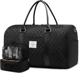 LOVEVOOK Travel Duffle Bag, Weekender Bag for Women with Toiletry Bag, Carry on Overnight Bag with Shoe Compartment,Gym Duffel Bag with Wet Pocket,Mommy Hospital Bags for Labor and Delivery 3Pcs
