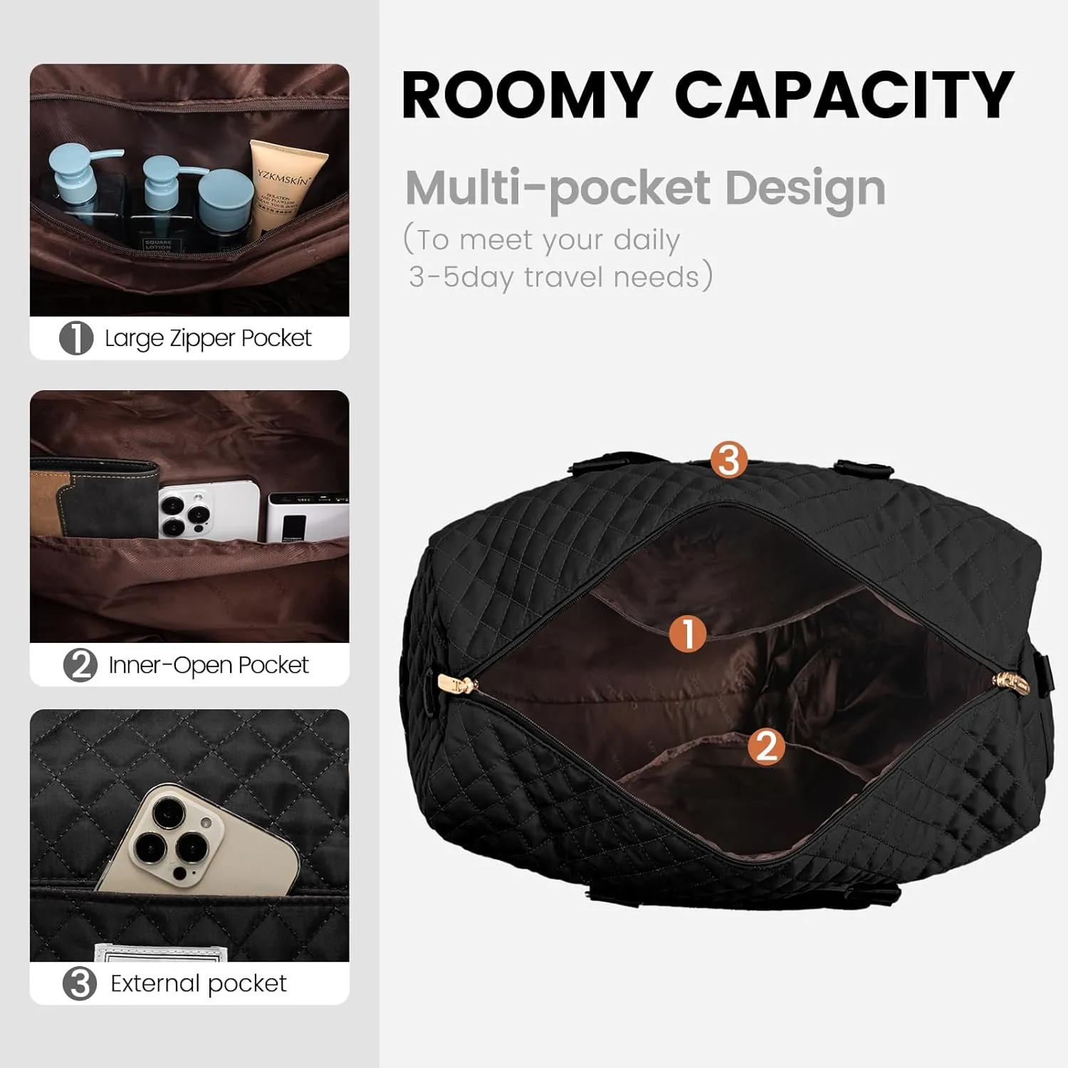 LOVEVOOK Travel Duffle Bag, Weekender Bag for Women with Toiletry Bag, Carry on Overnight Bag with Shoe Compartment,Gym Duffel Bag with Wet Pocket,Mommy Hospital Bags for Labor and Delivery 3Pcs