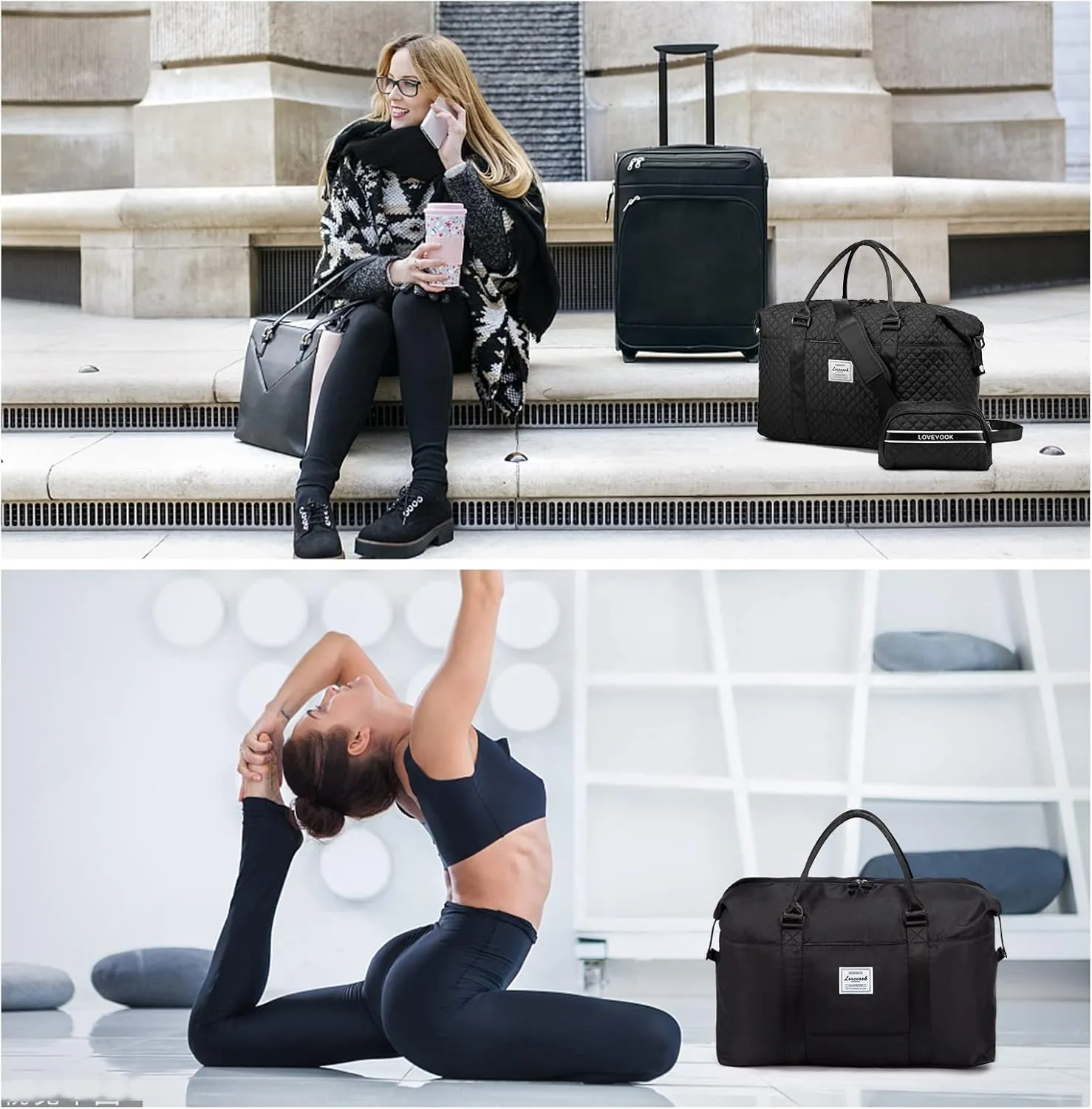 LOVEVOOK Weekender Bag for Women Cute Travel Tote Bag Gym Duffel Bag with Toiletry Bag Carry On Bag Overnight Hospital Bag