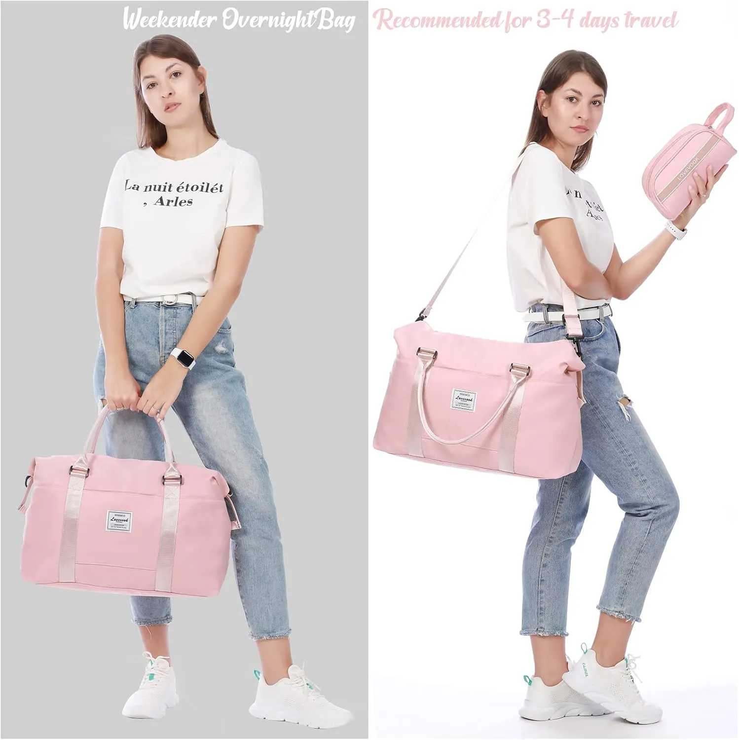 LOVEVOOK Weekender Bag for Women Cute Travel Tote Bag Gym Duffel Bag with Toiletry Bag Carry On Bag Overnight Hospital Bag