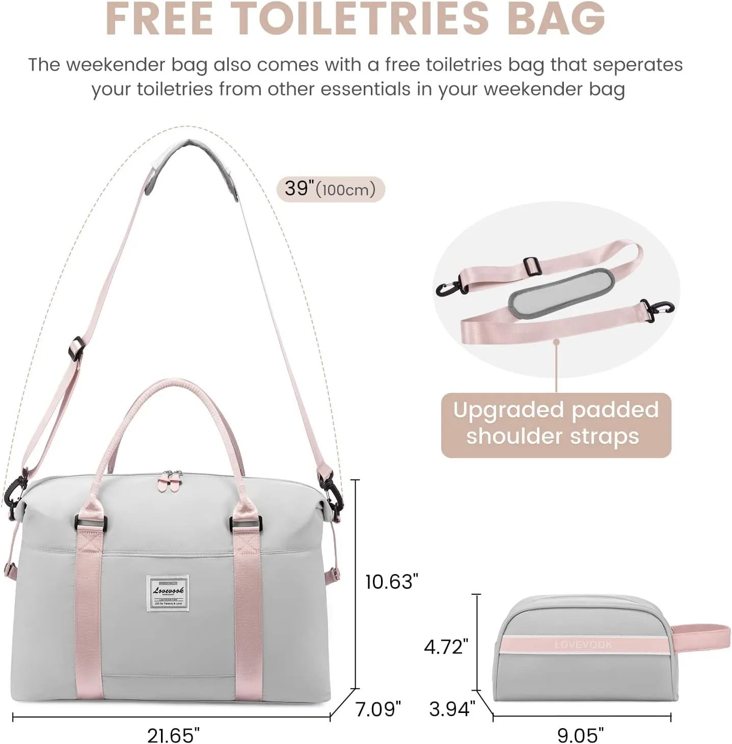 LOVEVOOK Weekender Bag for Women Cute Travel Tote Bag Gym Duffel Bag with Toiletry Bag Carry On Bag Overnight Hospital Bag