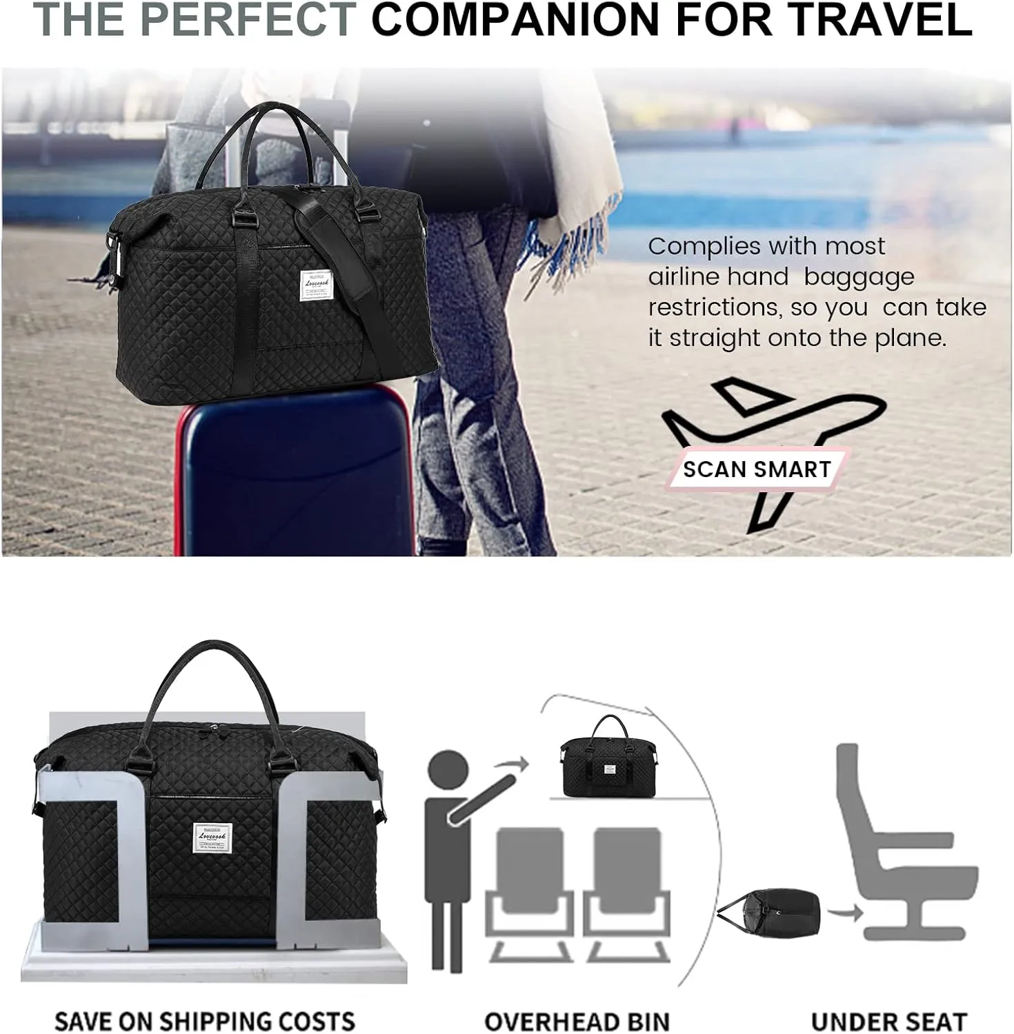 LOVEVOOK Weekender Bag for Women Cute Travel Tote Bag Gym Duffel Bag with Toiletry Bag Carry On Bag Overnight Hospital Bag