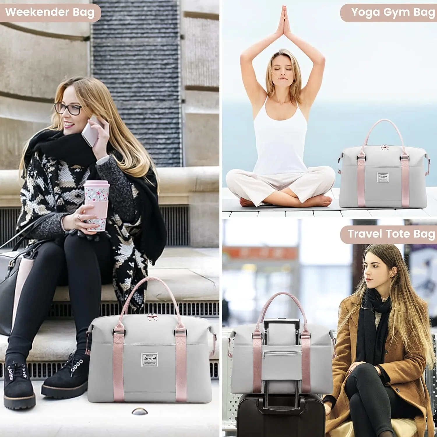 LOVEVOOK Weekender Bag for Women Cute Travel Tote Bag Gym Duffel Bag with Toiletry Bag Carry On Bag Overnight Hospital Bag