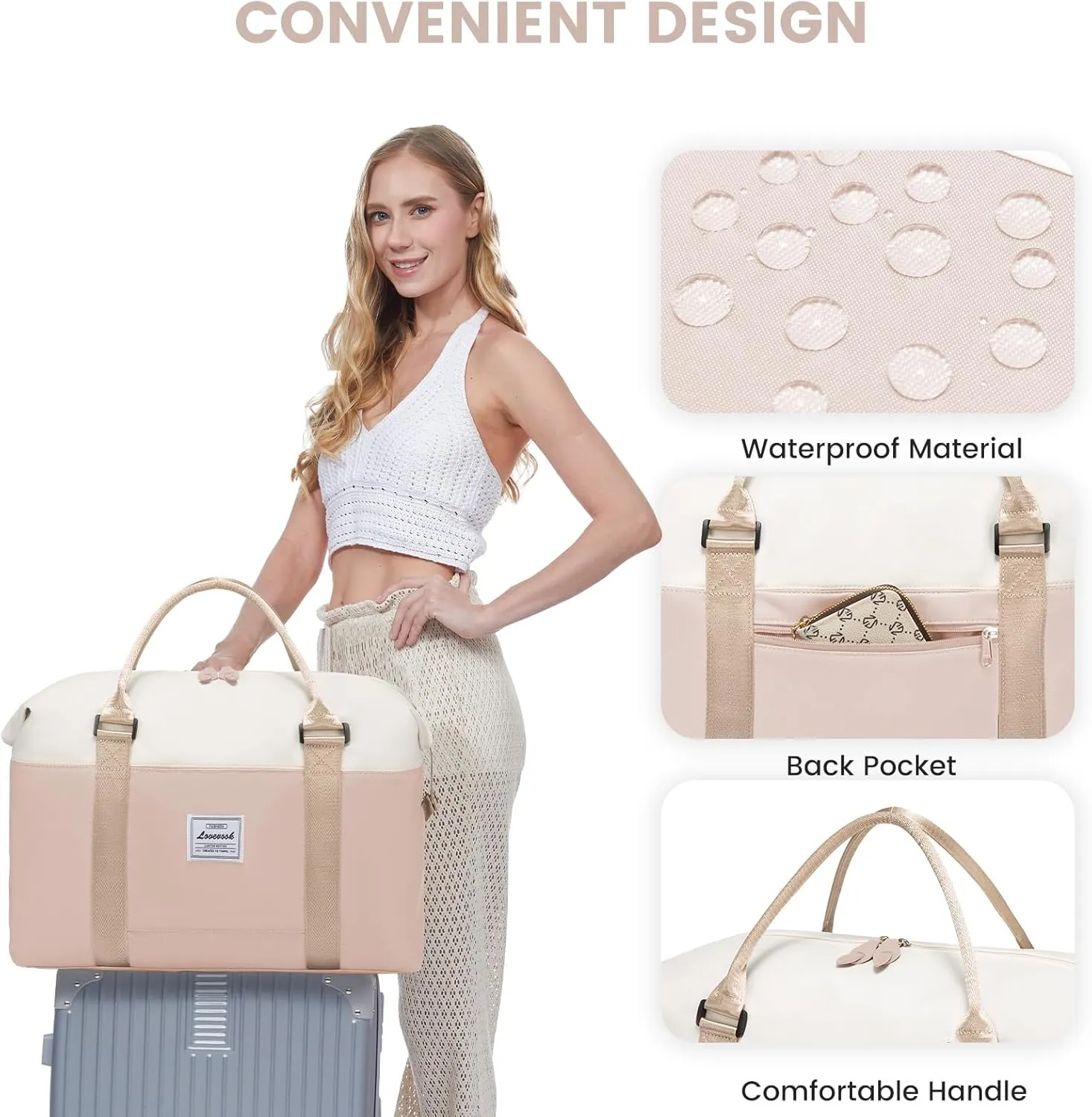 LOVEVOOK Weekender Bag for Women Cute Travel Tote Bag Gym Duffel Bag with Toiletry Bag Carry On Bag Overnight Hospital Bag