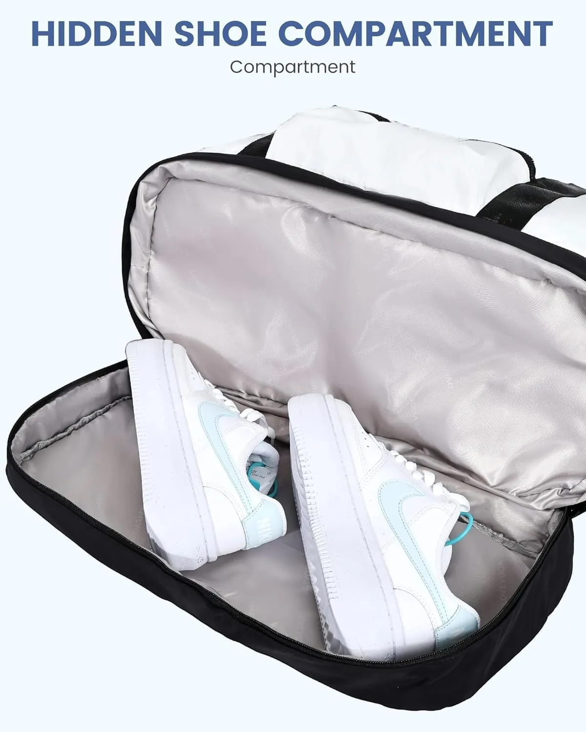 LOVEVOOK Weekender Bags for Women, Gym Bag with Shoe Compartment, Travel Duffel Bag with Toiletry Bag, Carry On Personal Item Bag-White