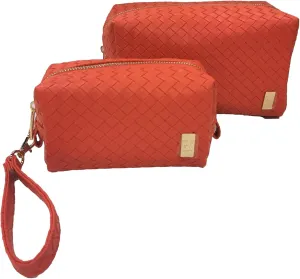 Luxe Duo Dome Cosmetic Set - Woven Collection - Papaya2