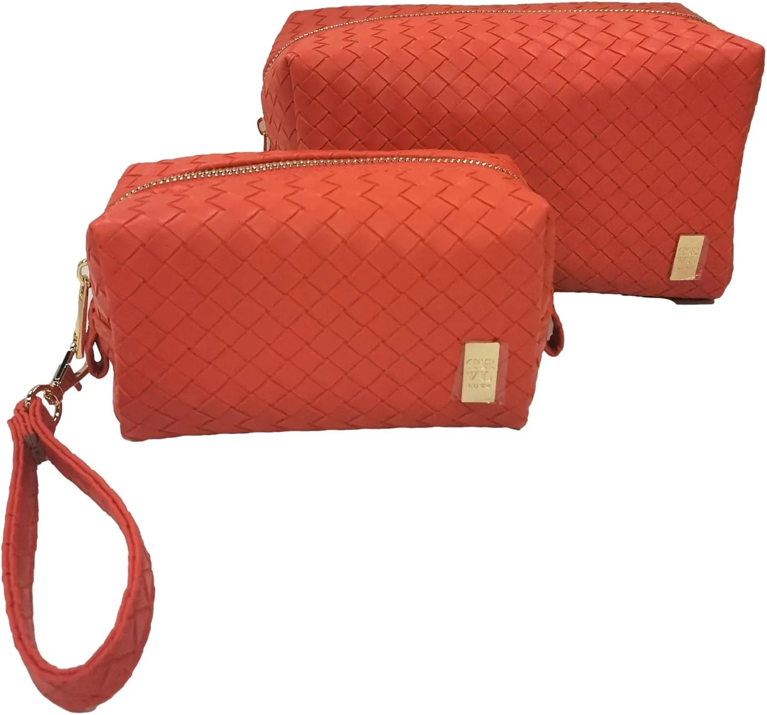Luxe Duo Dome Cosmetic Set - Woven Collection - Papaya2