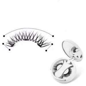 Magnetic False Eyelash Storage Case, Round White Travel Case with Mirror (Dense)