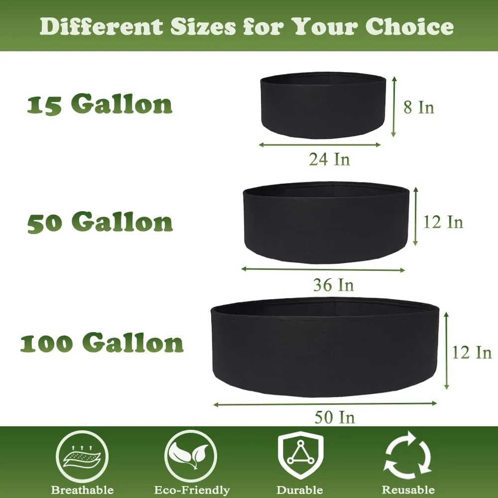 Maius Raised Garden Bed, 15/50/100 Gallon Grow Bags Felt Fabric Breathable Planting Container Grow Bag for Plants, Flower,Vegetables