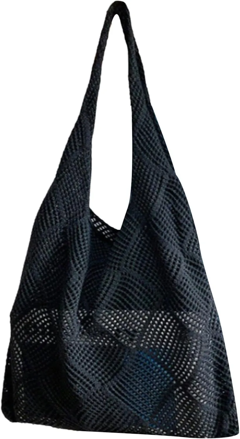 MakeMeChic Women's Crochet Hollow Out Double Strap Beach Shoulder Bag Tote Handbags