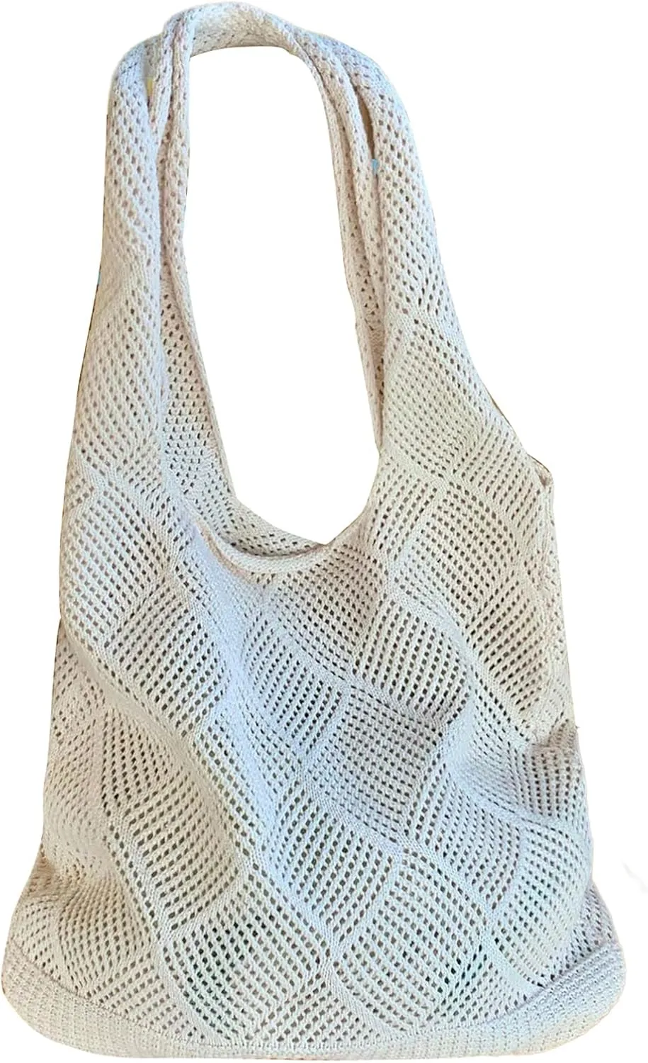 MakeMeChic Women's Crochet Hollow Out Double Strap Beach Shoulder Bag Tote Handbags