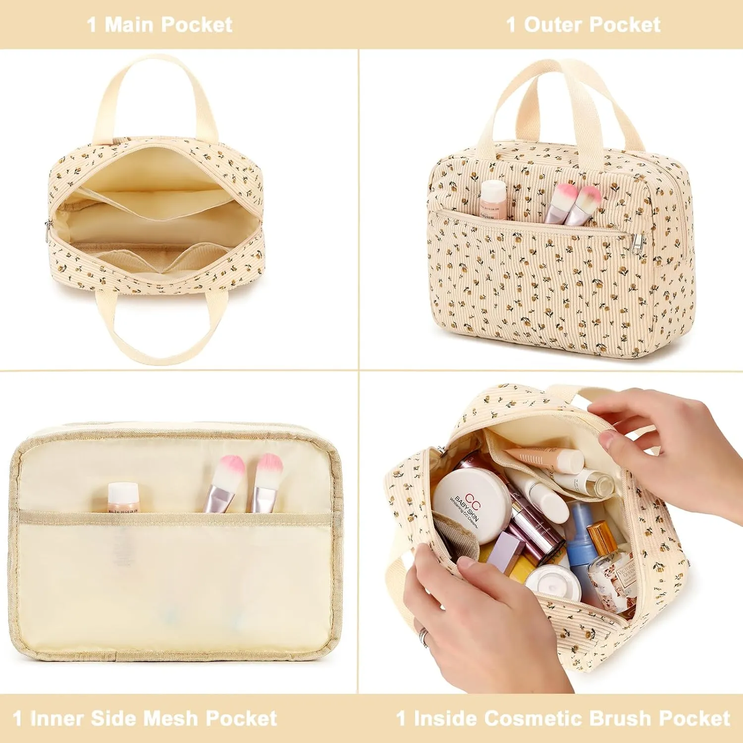 Makeup Bag for Women Cosmetic Bag Large Make Up Organizer Travel Toiletry Bags Waterproof Zipper Tote Pouch Purse for Girls