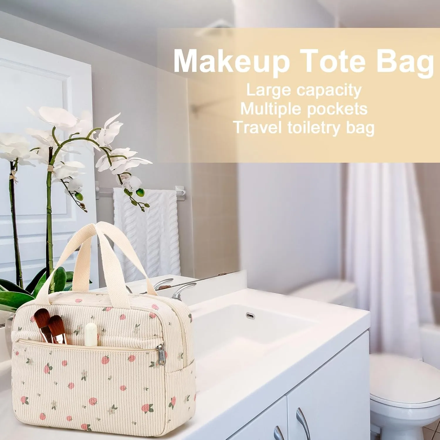 Makeup Bag for Women Cosmetic Bag Large Make Up Organizer Travel Toiletry Bags Waterproof Zipper Tote Pouch Purse for Girls