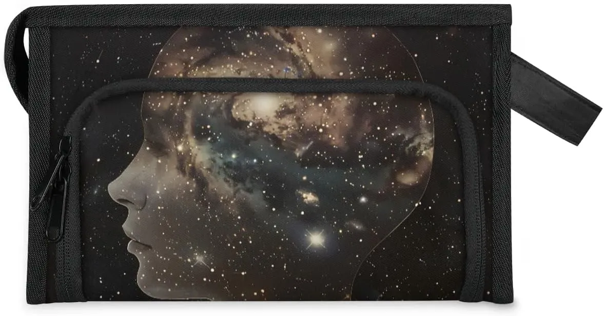 Makeup Bag for Women Galaxy Abstract Imagination Cosmetic Bags Travel Toiletry Bag with Compartments and Handle Waterproof Portable Make Up Case Zipper Pouch Cosmetic Organizer for Travel Accessories