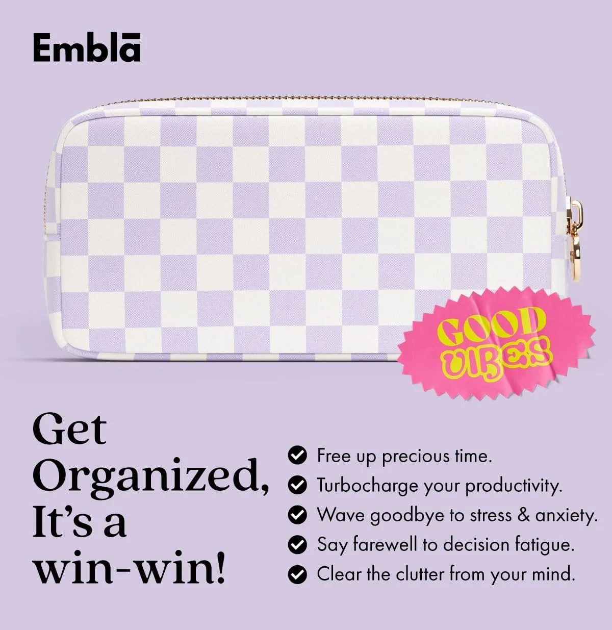 Makeup Bag Travel Cosmetics Pouch and Toiletry Bag, Nylon Zipper Pouch Purse, Cute Make Up Organizer Storage Tote for Women Girls, Travel Skincare Case, Small Makeup Case, Dusty Rose Checkered