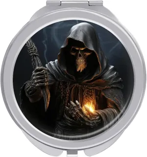 Makeup Mirror Grim-Reaper Vanity Mirror 1X/2X Magnifying Mirror Compact Travel Makeup Mirror for Handbag Pocket Wallet, Portable, Folding, Handheld 2.4 Inch