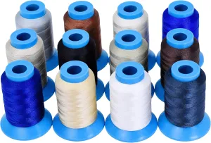 Mandala Crafts Bonded Nylon Thread 12 Neutral Colors Heavy Duty Sewing Threads - 2400 YDs Size 92 280D T90 Tex 90 Thread for Leather Jeans Weaving Outdoor Marine Upholstery Threads