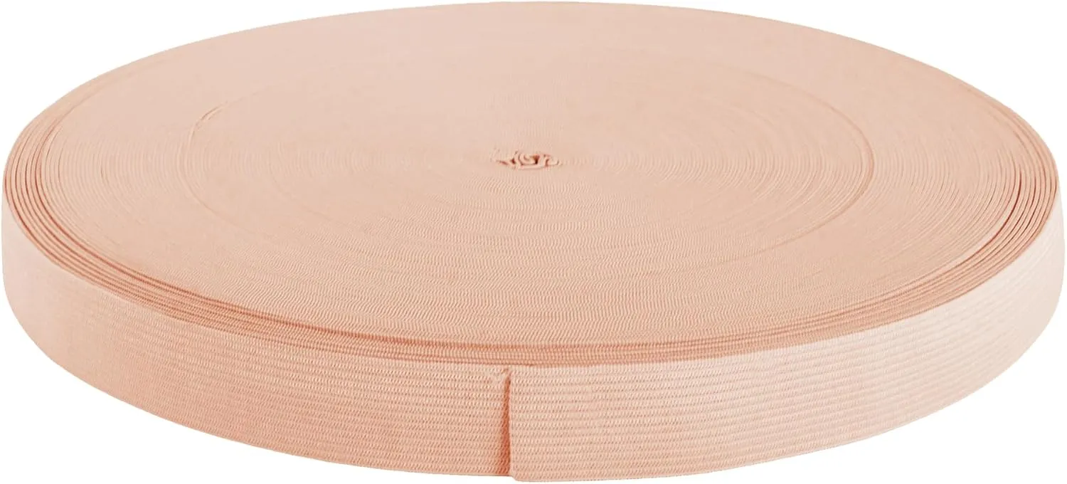 Mandala Crafts Nude Elastic Band for Sewing - Wide 1/2 Inch Elastic Bands Spool for Pants Elastic Waistband Sewing - 88 YD Stretchy Flat Fabric Strap Knit Elastic Band for Wig