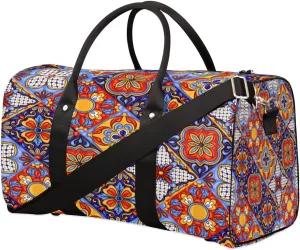 Mandala Mexican Italian Travel Duffel Bag Sport Gym Duffle Bag Weekender Overnight Tote Bag Foldable Carry on Bag Training Shoulder Bag for Women Men
