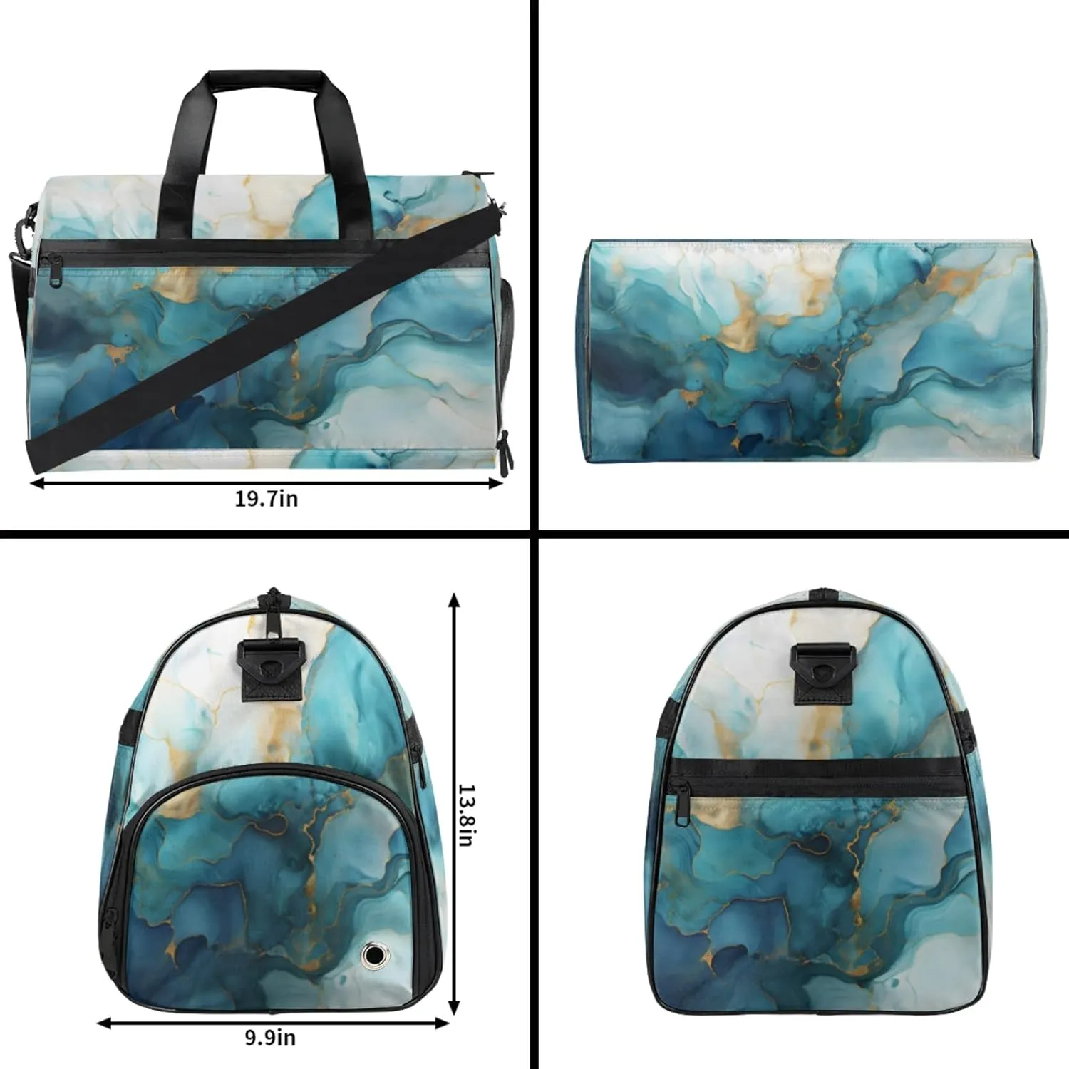 Marble Pattern 43L Gym Duffle Bag for men with Shoe Compartment, Texture Overnight Weekender Bag for Women with Shoulder Strap, Ideal for Travel, Gym, Sports