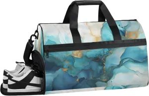 Marble Pattern 43L Gym Duffle Bag for men with Shoe Compartment, Texture Overnight Weekender Bag for Women with Shoulder Strap, Ideal for Travel, Gym, Sports