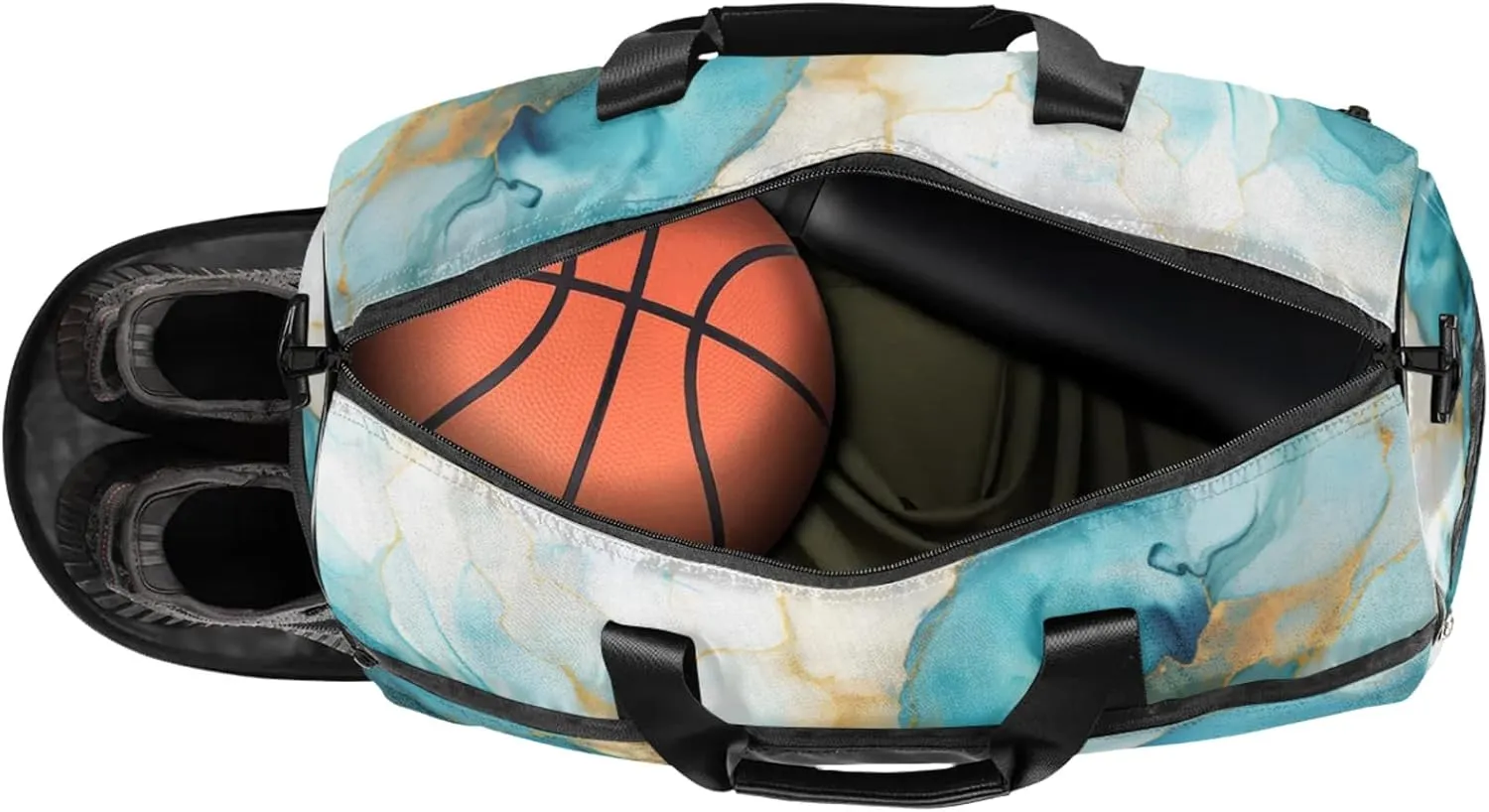Marble Pattern 43L Gym Duffle Bag for men with Shoe Compartment, Texture Overnight Weekender Bag for Women with Shoulder Strap, Ideal for Travel, Gym, Sports