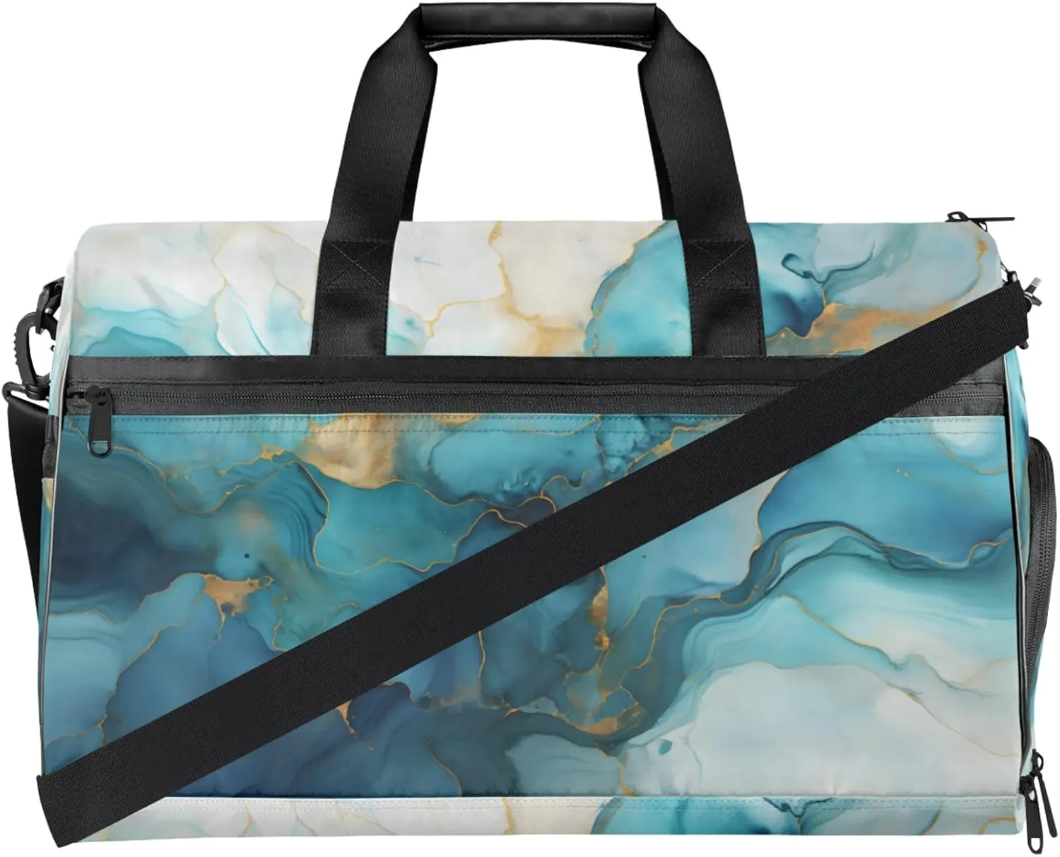 Marble Pattern 43L Gym Duffle Bag for men with Shoe Compartment, Texture Overnight Weekender Bag for Women with Shoulder Strap, Ideal for Travel, Gym, Sports