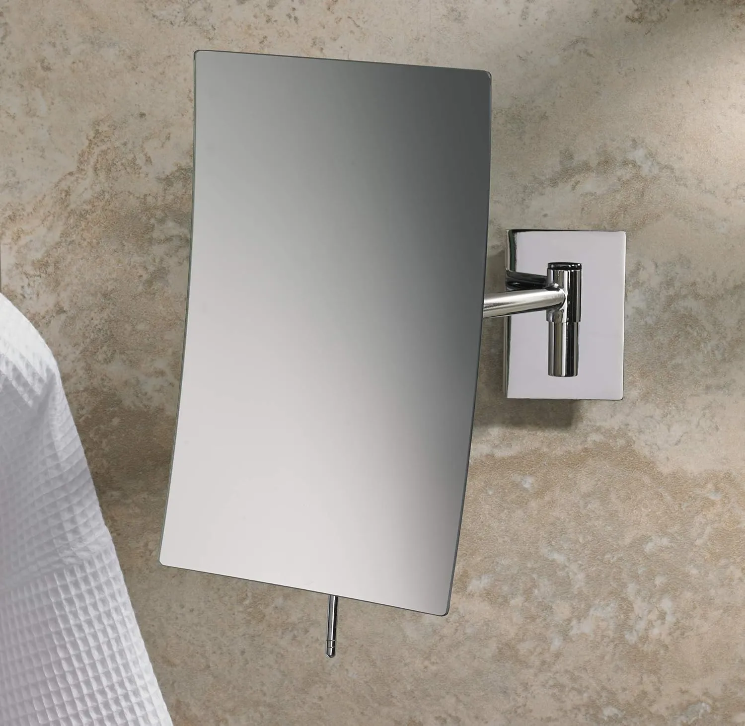 Marriott Minimalist Wall Mount Mirror - Swivel Wall Mirror with 3X Magnification - Sleek Chrome Finish