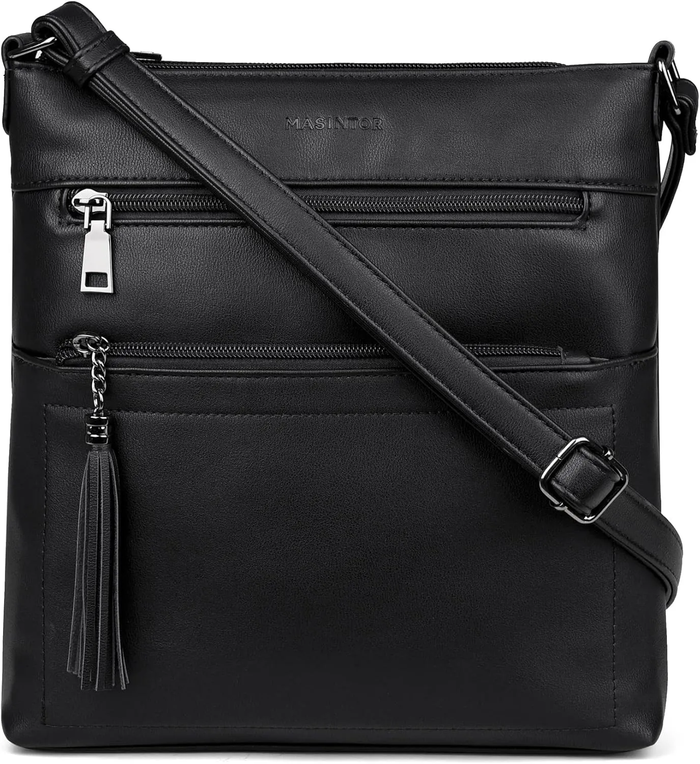 MASINTOR Crossbody Purses for Women, Multi Pocket Casual Crossbody Bag, Adjustable Strap Shoulder Bag with Tassel